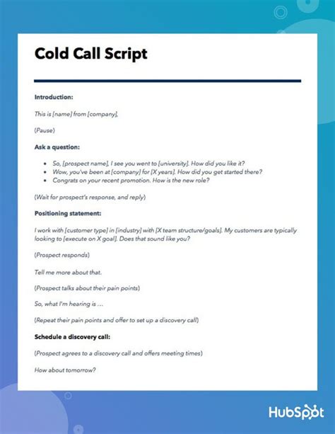 Cold Call Script Template