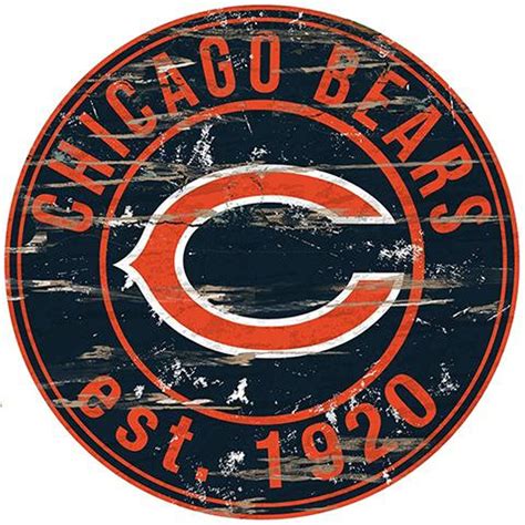 Nfl Chicago Bears Round Distressed Established Wood Sign 24 In Diameter