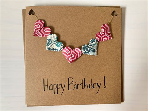 Happy Birthday Origami Hearts Blank Card Bunting Love Etsy Uk