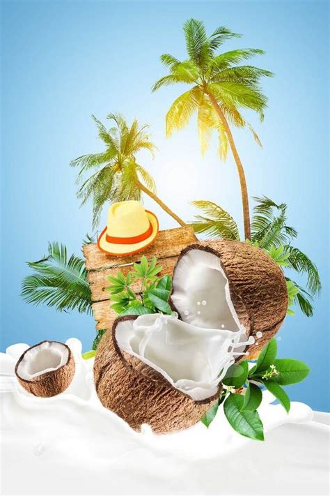Coconut Juice Natural Fresh Brush Creative Poster Background Poster