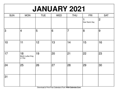 If you're feeling a bit overloaded about the huge structure or photos in a specific template, you may want to think about using a free 12 month 2021 calendar template with simple photos or artwork instead. January 2021 Calendar | Print calendar, Calendar ...