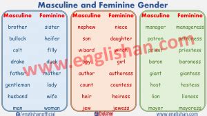 100 Examples Of Masculine And Feminine Gender List In 2021 How To