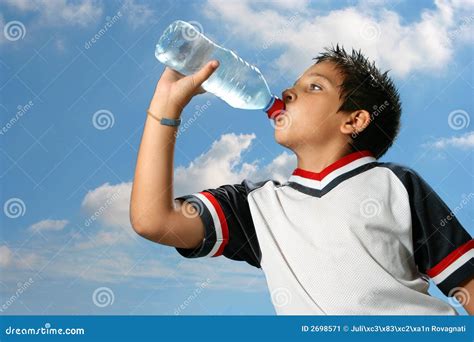 Thirsty Boy Drinking Water Out Stock Image Image Of Drinking Fresh