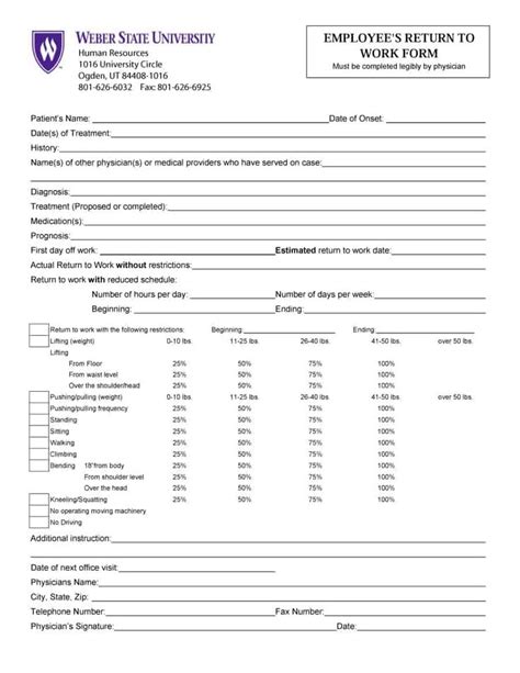 If you manage hr services for an employer, use our free medical return to work pdf template to collect doctor's notes from employees on medical leave. 44 Return to Work & Work Release Forms - Printable Templates in 2020 | Return to work, Return to ...