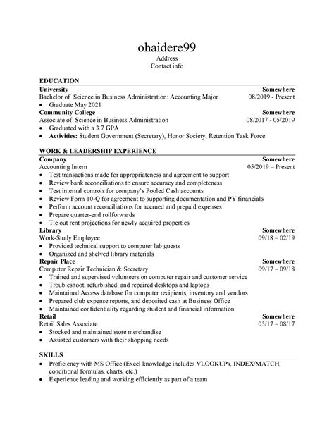 College student resume tips on how to share your skills, education and experience, including college student resume examples to help you captivate whether you're seeking a professional opportunity after graduation, applying for an internship or looking for a job while you complete your studies. Resume critique for college career fair : Accounting