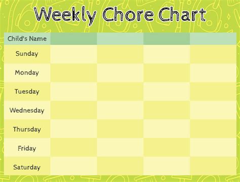 10 Best Blank Weekly Chore Chart Printable Templates