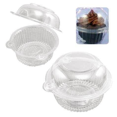 100pcs Clear Plastic Cupcake Cake Muffin Case Dome Holder Box Container
