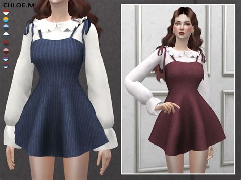 Lana Cc Finds Chloem Sims4 Dress With Blouse Created For Sims