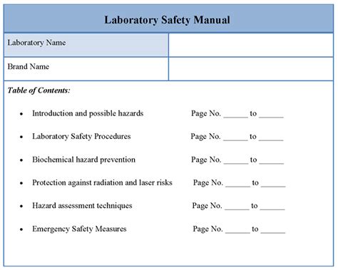 Manual Template For Laboratory Safety Format Of