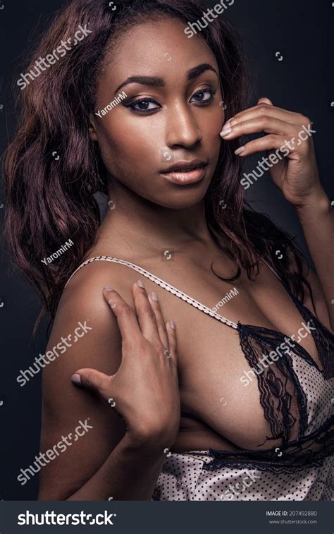 Young Beautiful Sexy African American Woman Foto Stok 207492880