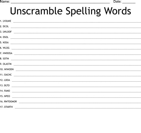 Unscramble Spelling Words WordMint