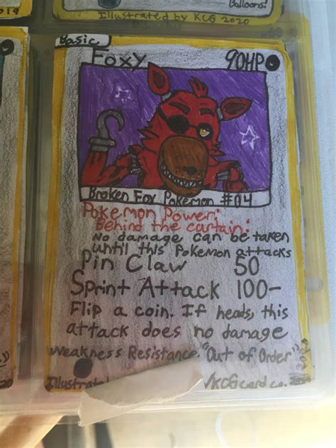 Fnaf 1 Hand Made Pokemon Cards Foxy By Zazolite On Deviantart