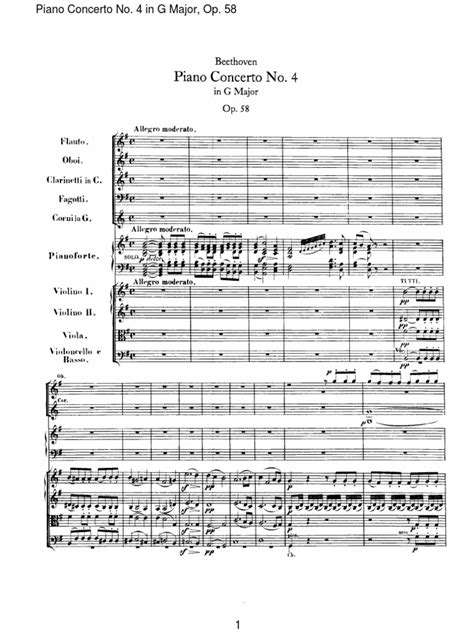 Beethoven Ludwig Van Piano Concerto No4 In G Major Op58 Full