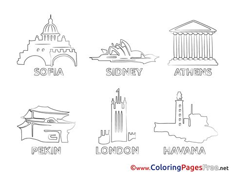 Cities Printable Coloring Sheets Download