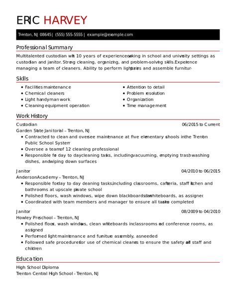 custodian resume examples janitorial livecareer