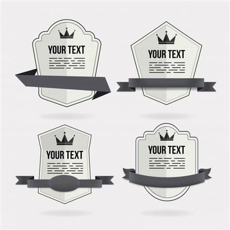 Four Badges With Black Ribbons Eps Vector Uidownload