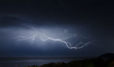 Lightning And Storm On The Sea Stock Image Image Of White Weather