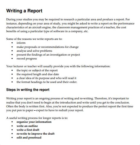 You must not label this preliminary section 'part 1' in the actual report. 30+ Sample Report Writing Format Templates - PDF | Sample ...