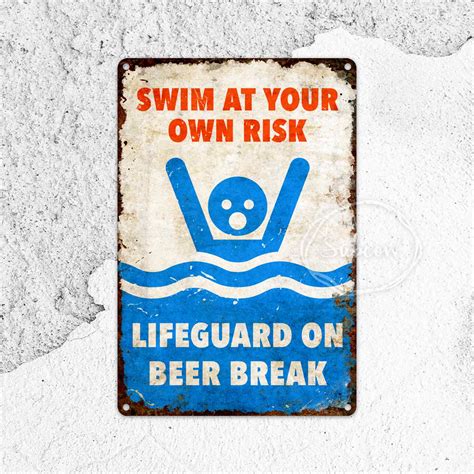 Warning Sign Swimming Pool Metal Sign Hot Tub Sign Spa Bathroom De