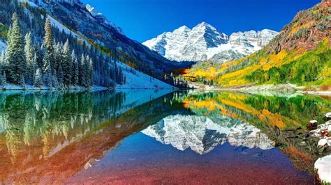 Body Of Water And Mountain Range Landscape Mountains Reflection Hd