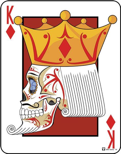 King Of Diamonds Sugar Skull Playing Card 11x14 Print Etsy King