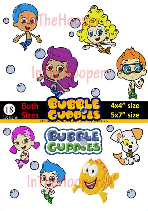 Bubble Guppies Embroidery Designs Pes Hus Jef Dst By Inthehooper