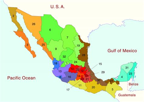 Mexico Maps Click On Map Or State Names For Interactive Maps Of States