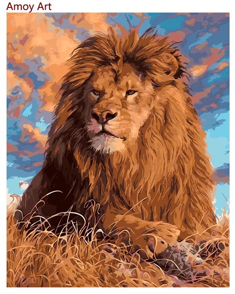Frameless Lion King Painting Diy Painting By Numbers Kits Acrylic Paint