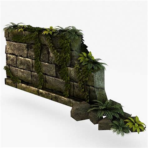 3d Model Jungle Broken Rock Wall Cgtrader