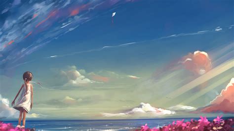 Wallpaper Sunlight Sea Anime Girls Sky Underwater Horizon Cloud