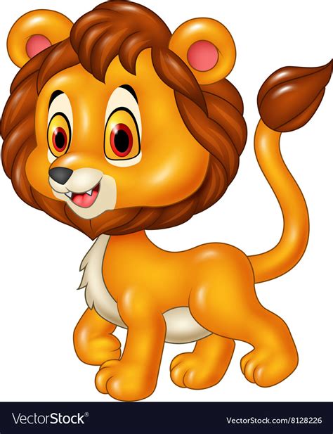 Cute Baby Lion Walking Isolated Royalty Free Vector Image