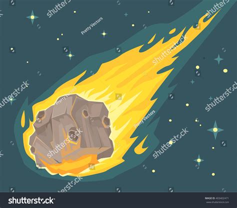 Flame Meteorite Vector Flat Cartoon Illustration Stock Vector 403402471