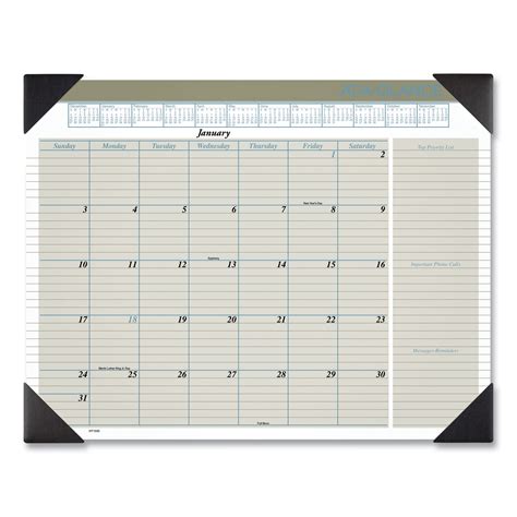At A Glance Executive Monthly Desk Pad Calendar 22 X 17 Buff
