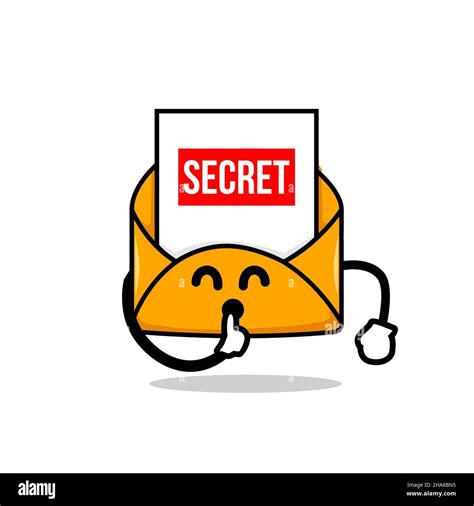Secret Email Concept Isolated Cute Mail Cartoon Face Hushing Hand