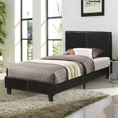 Clearancetwin Platform Bed Frame With Headboard Heavy Duty Faux Leather Upholstered Bed Frame