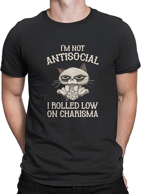 Funny T Shirts Im Not Antisocial I Rolled Low On Charisma Cat Dnd