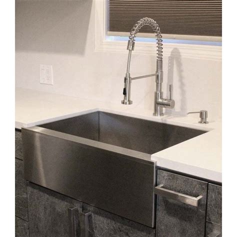 33 Inch Stainless Steel Flat Front Farm Apron Single Bowl Kitchen Sink