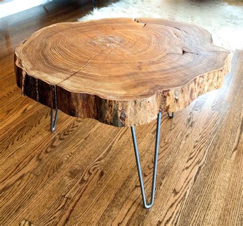 Natural Live Edge Round Slab Side Table Coffee Table With Steel Legs