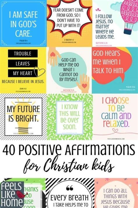 40 Printable Positive Affirmations For Christian Kids Especially For
