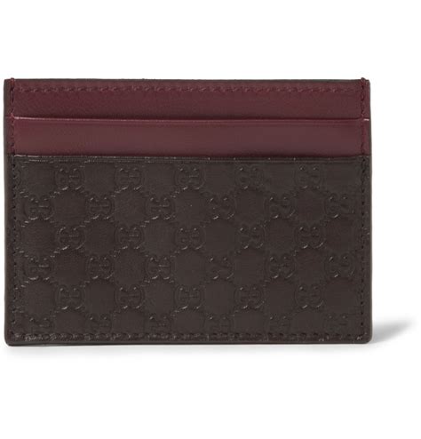 Shop leather coin purses and card cases. Gucci Embossed Leather Card Holder in Brown for Men (Red) | Lyst