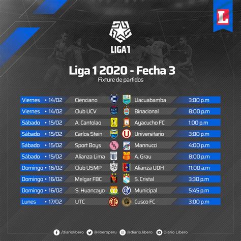Afla cele mai noi informatii despre clasament si liga 1 luni, 09 martie 2020, ora 22:26. Liga 1 2020 EN VIVO Fecha 3 Horarios Canales Tabla ...