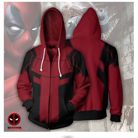 Marvel Movie Deadpool 2 Cosplay Hoodies Zipper Sweatshirt Hooded Coat