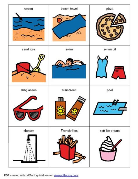 Simple Beach Board Symbols With Images Picture Cards Beach