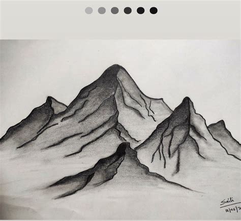 Mountain Sketch Easy Charcoal Drawings Charcole Drawings Nature