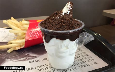 Like making chocolate milk at home, mcdonald's iced chocolate is a cup of whole or nonfat milk with chocolate syrup and ice stirred in, topped with whipped cream and a chocolate drizzle. McDonalds Canada: Chocolate Nanaimo Sundae | Foodology