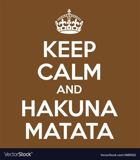 Keep Calm And Hakuna Matata Poster Quote Vector Image