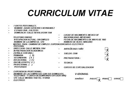 Ejemplo de curriculum vitae vigente en la reoública del paraguay. guia didactica documentacion administrativa: Curriculum Vitae Documentacion Administrativa