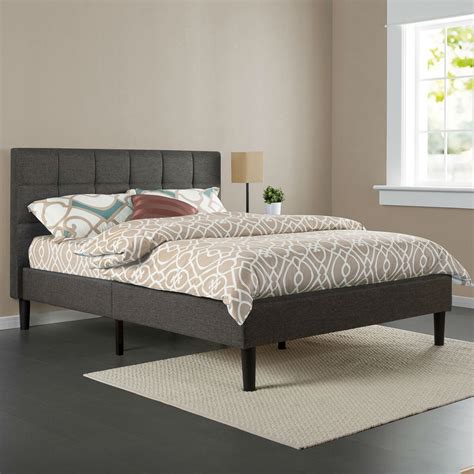 King size bed frames are the most preferred type of frame. King size Dark Grey Upholstered Platform Bed Frame with ...