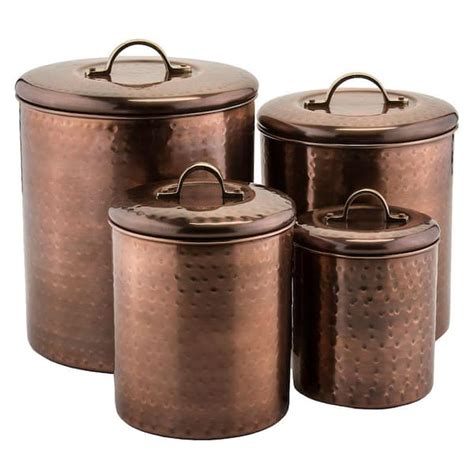 Old Dutch 4 Piece Hammered Antique Copper Canister Set 1843 The Home