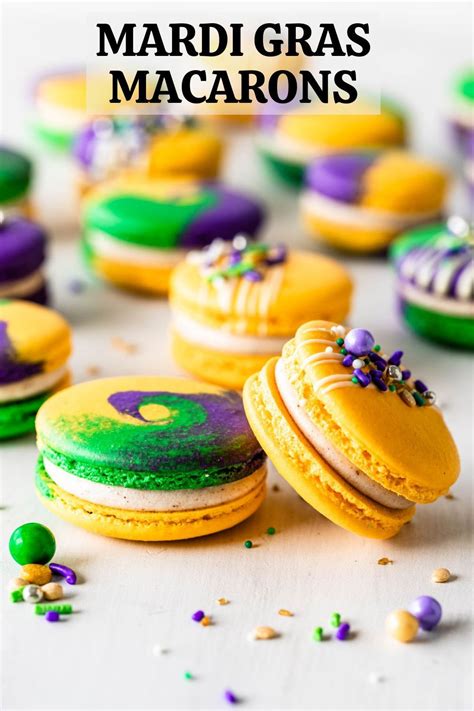 Colorful Mardi Gras Macarons